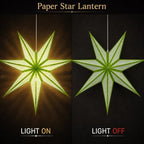 GalaxyArts 7-Point Paper Star Lantern - Striped Cutout Hanging Light Decoration - Foldable Star Lamp Shade for Home, Party, Christmas, Wedding Décor - Indoor/Outdoor Hanging Star(Parrot Green) - Image 7