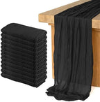 12 Pack Cheesecloth Table Runner 10Ft Christmas Gauze Boho Table Runners for Wedding Decor Bridal Shower Decorations Baby Shower Party(35" x 120")(Black) by Home