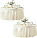 2 Pack Ivory Round Spandex Tablecloths, 5FT/60In Stretchy Table Cloth with Skirt, Washable Fitted Tablecloth, Circle Wrinkle Free Table Cover for Wedding Party Dining Banquet Event by Torrowsrort