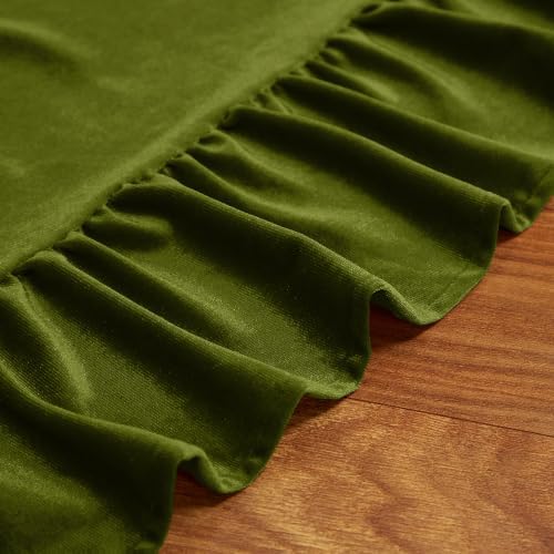 Olive Green Velvet Ruffle Tablecloth, 60 x 84 Inch Rectangular - Image 6
