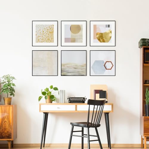 FLYJOE 16x16 Metal Square Picture Frame For Wall With Mat For 12x12, 16''x16'' Aluminum Photo Frames With Tempered Glass For Home Decor, Minimalist Modern Poster Frame Horizontally Vertically, Black - Image 3