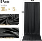 gogoparti 30x15 ft Black Backdrop Curtain for Weddings & Parties - 6-Panel Wrinkle-Free Polyester Drape, 15 FT Long for Birthday, Baby Shower, Halloween Photography Background - Image 3