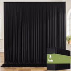 40ftx8ft Wrinkle Free Black Backdrop Curtains for Parties, 8 Panels 5x8ft Thick Polyester Photo Backdrop Drapes for Weddings Birthday Graduation Photography Background Curtains by ENJOYYOURPARTY