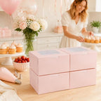 80 Pack Pink 6x6x3 Treat Boxes with Window, for Bakery and Dessert Gifts - Image 5