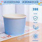 Cunhill 100 Pieces 8 oz Ice Cream Cups with 100 Pieces Spoons Ice Cream Containers Solid Color Disposable Sundae Cups Yogurt Dessert Bowls Party Supplies for Baby Shower Birthday Party (Blue) - Image 4