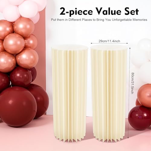 2PCS Cylinder Pedestal Stands Party Table Cake Pedestal Stand for Parties Columns and Pillars Display for Parties Wedding Birthday Baby Shower Christmas Decorations Foldable Cardboard - Image 2