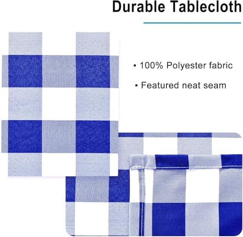 Hiasan Royal Blue and White Checkered Tablecloth Rectangle 60 x 140 Inch - Image 4