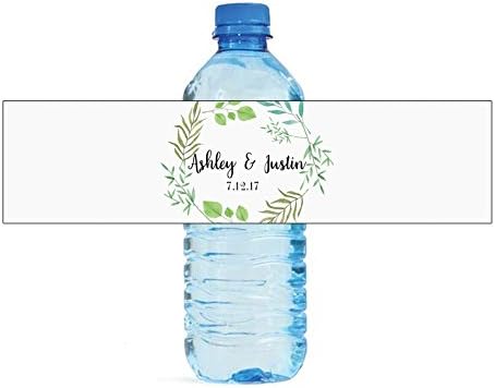 100 Summer Leaves Wedding Anniversary Water Bottle Labels Engagement Party Birthday by DesignThatSign