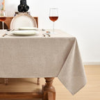Fitable Faux Linen Beige Table Clothes Rectangle 60 x 144 Inch - 2 Pack Neutral Tablecloths for 10 Foot Tables, Faux Burlap Kitchen Table Covers for Dining, Party, Farmhouse, Banquet, Buffet - Image 2