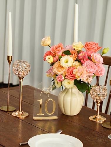 Crystal Clear Acrylic Wedding Table Numbers 1-30 Set, Self-Standing Modern Arched Signs for Reception Seating, Anniversary & Bridal Shower, Elegant Wedding Decor (5x7 Inches) - Image 7