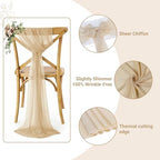 Pack of 50 Chiffon Chair Sashes for Wedding & Event Décor - Champagne Gold - Image 3
