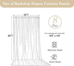 40x8ft Beige Backdrop Curtain for Parties Wrinkle Free Fabric Backdrop Curtain Wedding Photo Backdrop Drapes for Birthday Party Baby Shower Bridal Shower Photography Back Drop 8 Panels 5x8FT - Image 6