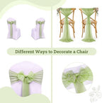 MDS Pack of 100 Chiffon Chair Sashes for Wedding & Event Décor - Sage Green - Image 4