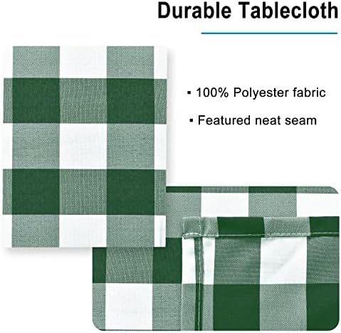 Hiasan 60 x 84 Inch Checkered Tablecloth Rectangle, Forest Green and White - Image 4