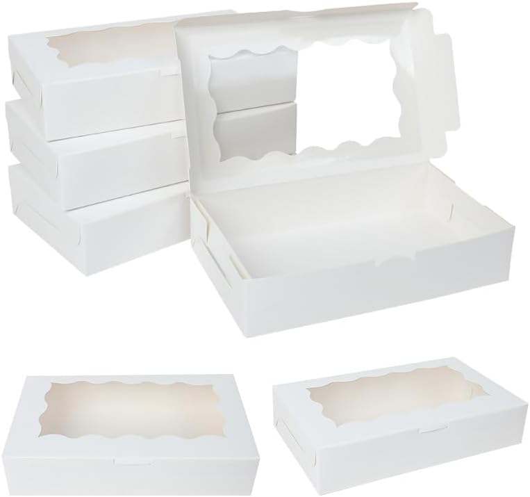 5-20pcs Gift Boxes With Window Birthday Party Chocolate Candy Cookie Gift Packaging Wedding Supplies Baby Shower Christmas Decor (White,10Pcs) by Unknown