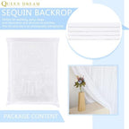 8ft x 8ft White Sequin Backdrop Curtain Sparkle Photo Backdrop - Image 7