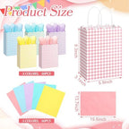 AmazingSpark 50 Pcs Pastel Gift Bags with Handles and Tissue Paper,Gingham - Image 2