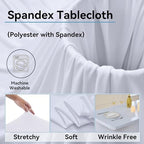 NSSONBEN 2 Pack White Spandex Tablecloth 6ft with Pleats Skirt, Wrinkle Free High Stretch Fitted Tablecloths for 6 Foot Rectangle Tables, Elastic Spandex Table Covers 6ft for Parties Weddings Banquet - Image 4
