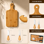 Ziliny 36 Set Bridal Baby Shower Cheese Prizes Wooden Square Board Gift Set Knives Forks Thank You Tags with Box for Guests for Valentines Bridal Baby Shower Housewarming Gifts (Bamboo Color) - Image 2