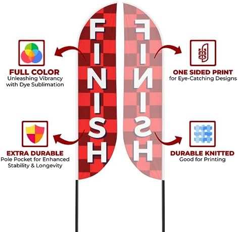 Finish Sign Feather Flag Pole Kit for Outdoor by Mavis Printing | 15 FEET Long Polyester Outdoor Banner Flag for Easy Hang | HD Print Swooper Flag Pole Mount to Celebrate Finish | Made in USA - Image 4