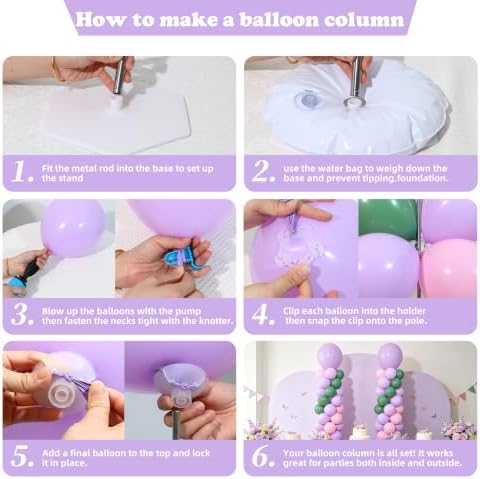 2‑Set Pastel Purple Sage Green Pink Balloon Column Kit for Birthday Decor - Image 6
