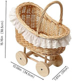 Vintage Wicker Baby Carriage Centerpiece with White Lace Trim (L Wicker Carriage a) - Image 2