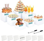 7pcs Acrylic Buffet Risers Set Nestable Cube Display Stands Large Food Display Shelves for Dessert Table Catering Parties Wedding Jewelry Collectibles Figures(Size 10" 9" 8" 7" 6" 5" 5",White) by SVNMU