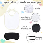 Leinuosen 24 Pcs Baby Shower Blindfold Feeding Game Set Include 6 Plastic Chug Bottles 6 Bib and 12 Eye Mask Blindfold Baby Feeding Bottle Chug Game for Adult Gender Reveal Party Supplies(Milky White) - Image 3