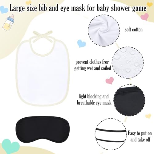 Leinuosen 24 Pcs Baby Shower Blindfold Feeding Game Set Include 6 Plastic Chug Bottles 6 Bib and 12 Eye Mask Blindfold Baby Feeding Bottle Chug Game for Adult Gender Reveal Party Supplies(Milky White) - Image 3
