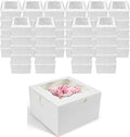 O'CREME [50 Pack] Small Bakery Cake Boxes With Window, 4x4x2.5, Cupcakes Donuts Cookies Pastries, For Wedding Treats Party Favors Showers Gift, White Paper Kraft Cardboard Mini Packaging Containers by OCreme