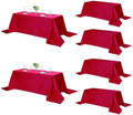 Fokitut 6 Pack Rectangle Tablecloth, 90x132 Inch, Stain Resistant and Wrinkle Polyester Table Cloth, Fabric Table Cover for Kitchen Dining, Wedding, Party, Holiday Dinner-Red by Fokitut