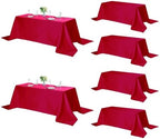 Fokitut 6 Pack Rectangle Tablecloth, 90x132 Inch, Stain Resistant and Wrinkle Polyester Table Cloth, Fabric Table Cover for Kitchen Dining, Wedding, Party, Holiday Dinner-Red by Fokitut