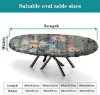 Colorful Daisies on Textured Background Print Oval Tablecloths Stain Resistant Oilproof Elastic for Dining/Party/Buffet/Wedding Fits for 48" x 68" Oval Table - Image 4