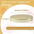 Cake Stand, Metal Round Cupcake Dessert Stand Cake Display Holder Cookies Fruit Serving Tray Decor for Wedding Party Birthday Baby Showers Anniversary (18 in, Gold) - Image 3