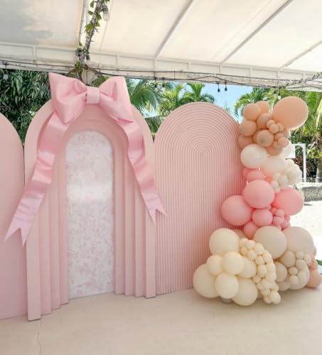Pink Floral Arch Backdrop Cover Toile Bride to Be Baby Shower Girl Party Chiara Arched Frame Bow Flowers 1st Wedding Birthday Parties Decorations (6FT,4645) - Image 5