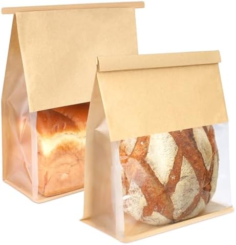 100 Pcs Bread Bags with Tabs for Homemade Sourdough Bread, 8.7"x4.3"x11" by Foranda