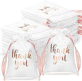 Roowest 4 x 6 Inch 100 Pcs Thank You Satin Gift Bags, White, Rose Gold by Roowest