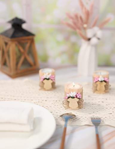 Ju's Favors Pack of 10 Wood Candle Holders,Baby Shower Favors for Girls,Baby Shower Party Favors for Guests,Baby Girl Gender Reveal Gift, Christening Party Return Favors.(Light-Pink) - Image 6