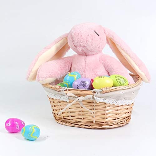 MEIEM Wicker Gift Baskets Empty Oval Willow Woven Picnic Cheap Easter Candy Storage Wine Basket with Handle Egg Gathering Wedding Basket (Natural) - Image 2