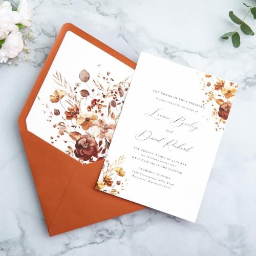PONATIA 50PCS A7 Euro Flap Envelopes, Burnt Orange Liner Envelope - Image 6