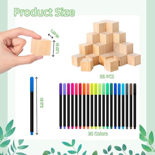 97 Pcs Baby Shower Game Sign Set Includes Decorative Square Signs 56 DIY Blank Wooden Blocks 20 Fabric Pens Baby Shower Game Prizes - Image 3
