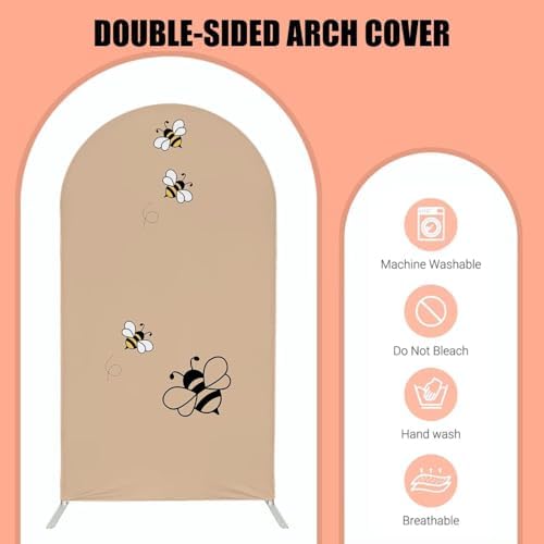 Honey Bee Arch Backdrop Cover 7.2FT Brown Arch Spandex Cover for Kids Baby Shower Birthday Party Wedding Decoration (No Stand) - Image 3