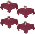 4 Pack Square Table Cloth 85x85 Inch Burgundy Tablecloth Machine Washable Fabric Polyester Table Cover for Dining, Buffet Parties, Picnic, Events, Weddings and Restaurants（Burgundy） by JALANCY