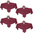 4 Pack Square Table Cloth 85x85 Inch Burgundy Tablecloth Machine Washable Fabric Polyester Table Cover for Dining, Buffet Parties, Picnic, Events, Weddings and Restaurants（Burgundy） by JALANCY