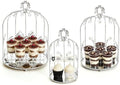 Set of 3 Metal Birdcage Cake Stand Set with Crystal Accents, Elegant Cupcake Holder Display for Wedding, Birthday, Baby Shower, Party Dessert Table Decorations (Silver, Set of 3) by kehail