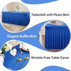NSSONBEN 6 pk Royal Blue Spandex Tablecloths 6ft, Wrinkle Free High Stretch Fitted Table Cloths for 6 Foot Rectangle Tables, Ruffle Skirt Spandex Table Covers 6ft for Party Wedding Banquet - Image 2