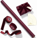 Burgundy Christmas Kraft Wrapping Paper 45 ft Velvet Ribbon 12 Gift Tags by Ctosree