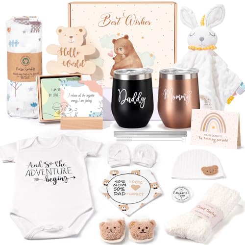 New Mom Gifts for Women, Top Pregnancy Gifts with Mom and Dad Tumbler Set for First Time Moms, Expecing Parents to Be, Gender Reveal, Baby Shower, Best Baby Gifts for Boys Girls Neutral by SuhctuptxAccompanyUInLife