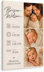 TWING Custom Baby Birth Details Photo Canvas Print Wall Decor, 24 x 36 in by TwingRepublic