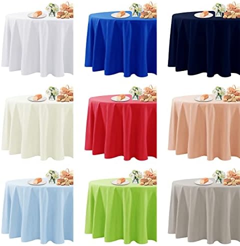 Fokitut 2 Pack Waterproof Round Tablecloth, 120 Inch, Stain Resistant and Wrinkle Polyester Table Cloth, Fabric Table Cover for Kitchen Dining, Wedding, Party, Holiday Dinner-Royal Blue - Image 7